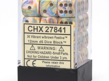 Chessex Festive 12mm d6 Vibrant Brown Block (36) Online Hot Sale