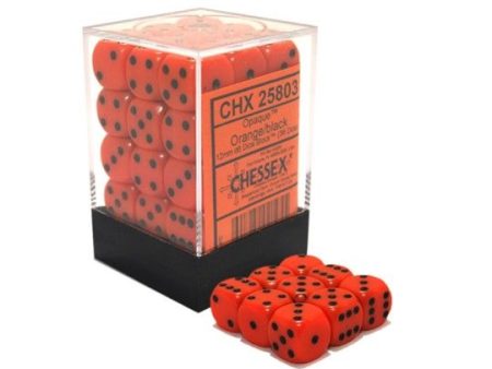 Chessex Opaque 12mm d6 Orange Black Block (36) Online Hot Sale