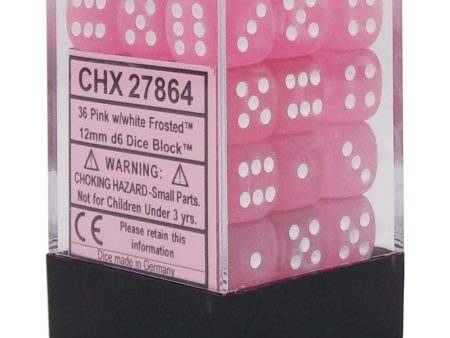 Chessex Frosted 12mm d6 Pink White Block (36) Hot on Sale