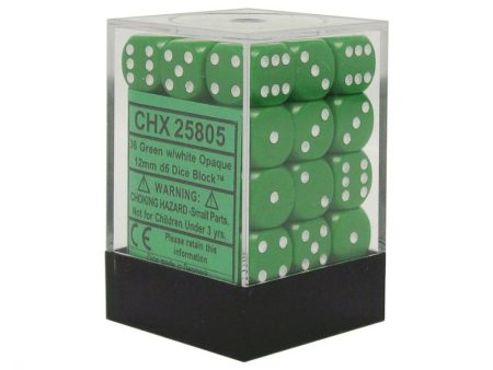 Chessex Opaque 12mm d6 Green White Block (36) Online now