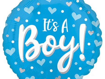 It s A Boy Hearts & Dots Foil Balloon 43cm Online