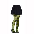 Child Green and Black Striped Tights Hot on Sale