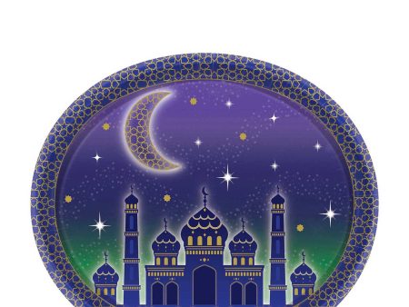 Eid Mubarak Oval Paper Plates 12in, 8pcs For Cheap