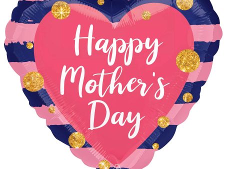 Navy & Pink Happy Mother s Day Foil Balloon 45cm Online now