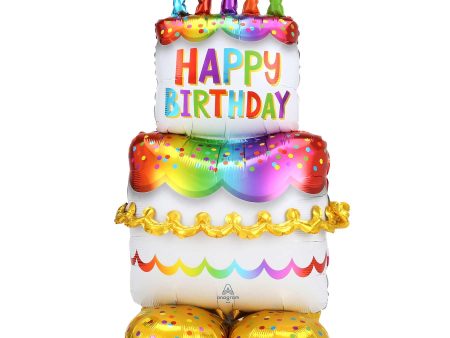 Birthday Cake AirLoonz Large Foil Balloon 68x134cm For Cheap