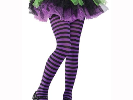 Child Purple Black Stripped Tights For Sale