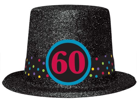 60th Birthday Glitter Top Hat For Cheap