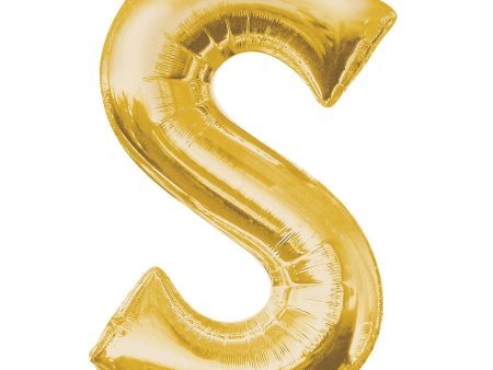 Gold Letter S SuperShape Foil Balloon 34x86cm Fashion