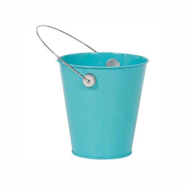 Caribbean Blue Metal Bucket With Handle Discount