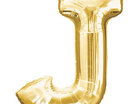 Gold Letter J SuperShape Foil Balloon 34x86cm on Sale