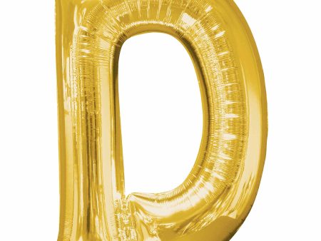 Gold Letter D SuperShape Foil Balloon 34x86cm For Discount